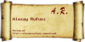 Alexay Rufusz névjegykártya